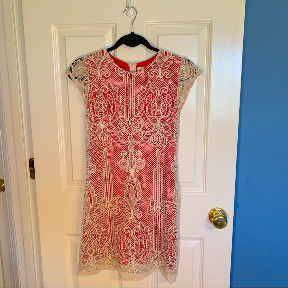 Joyfolie Red and Cream Lace Kids Formal Dress